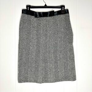 Sara Jane Chevron Herringbone Black/White Thick Wool Mohair Blend Skirt Size 6